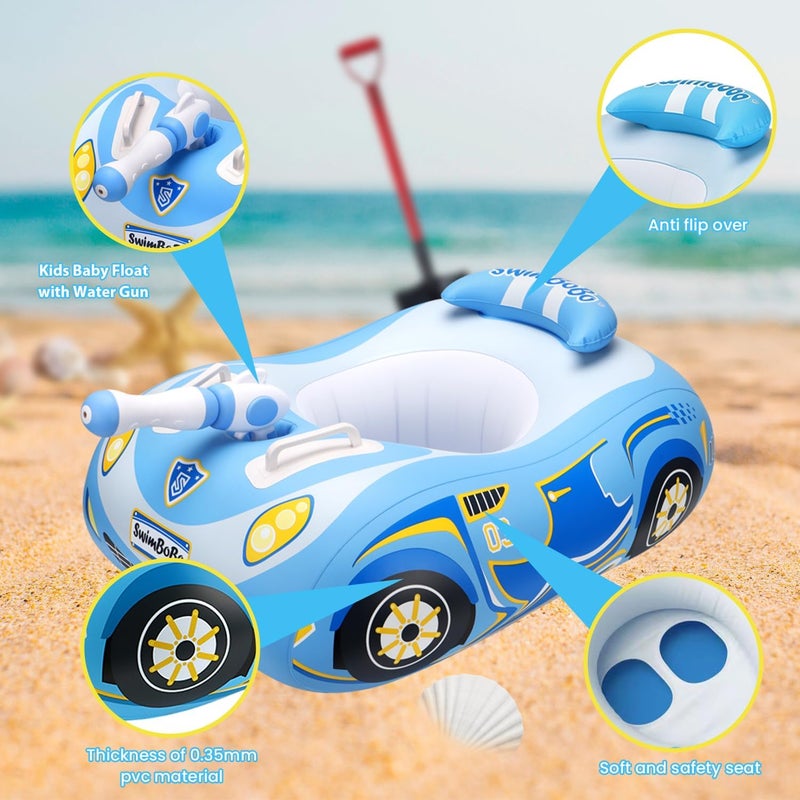 RADSHSP Baby Pool Float 3D Car Baby Floaties for Toddlers 12-48 Months Heavy Duty Infant Swim Float Toddlers Pool Floats Kids Swim Floaties Swimming Pool Floats for 1-4 Years Toddler Floaties for Boys & Girls - Image 3